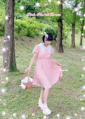 Pink Floral Dress (S,M,L)