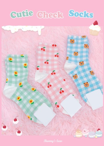 Cutie Check Socks (3color)