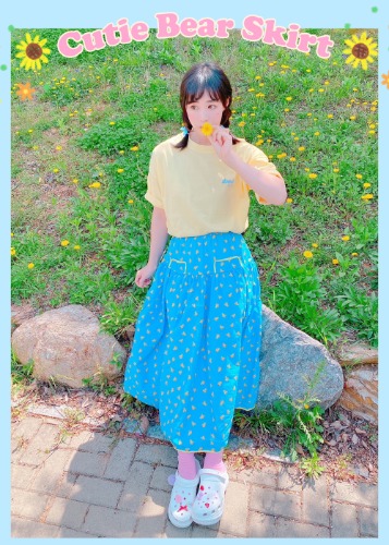 Cutie Bear Skirt - Blue