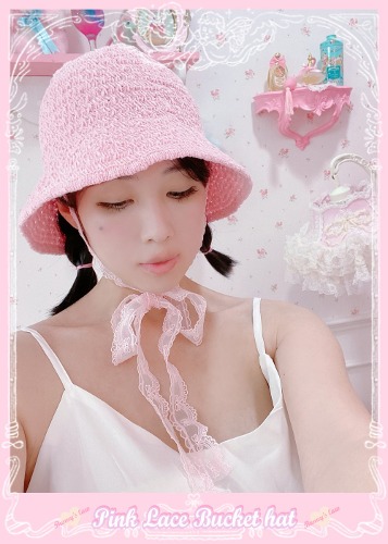 Pink Lace Bucket hat